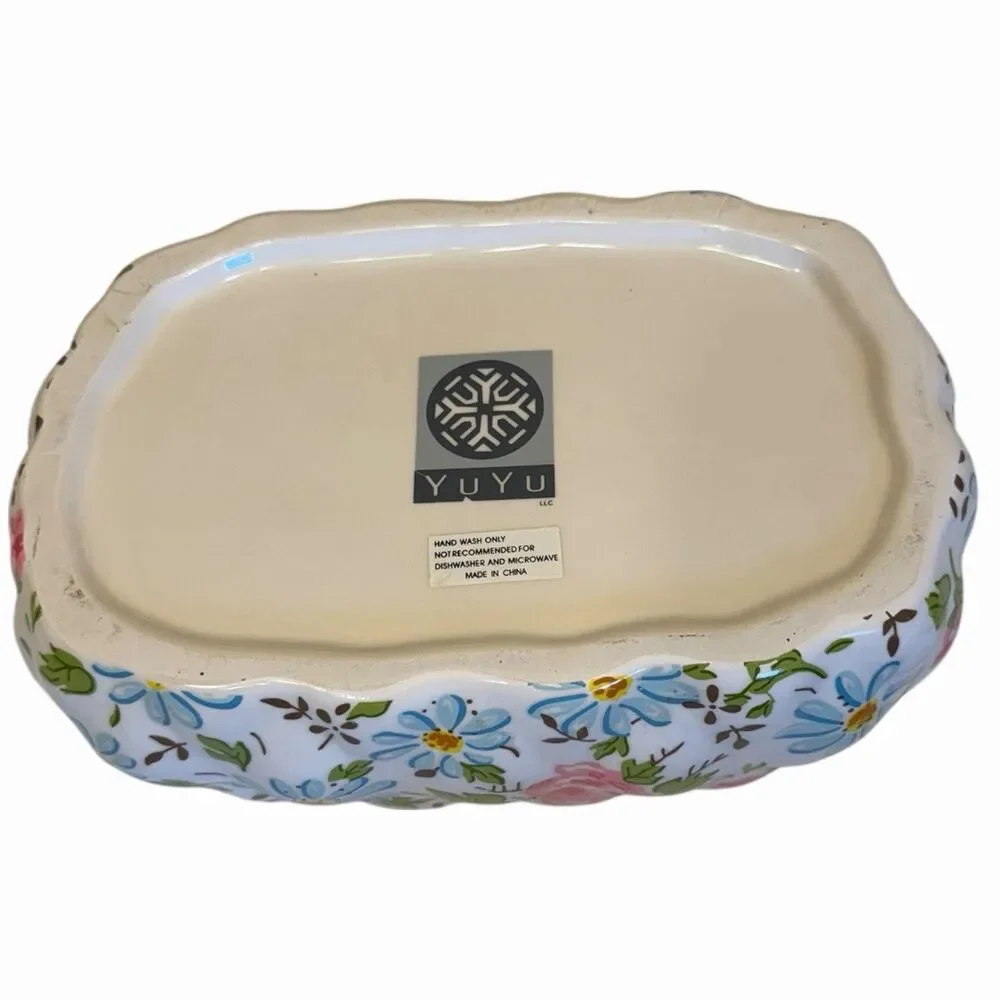 Purse Cookie Jar Floral Ceramic Handbag Storage Cottagecore Statement Decor